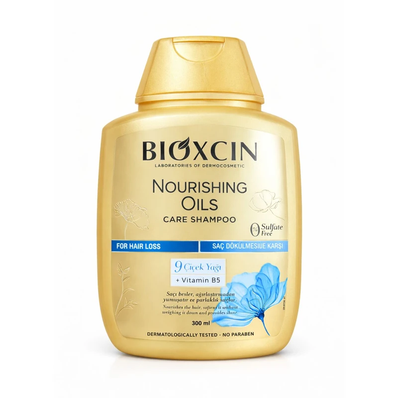 شامپو مغذی و تقویت‌کننده و ضد ریزش طلایی بیوکسین bioxcin nourishing oils shampoo