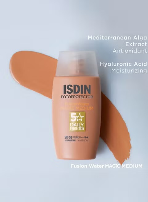ضد آفتاب رنگی ایزدین مجیک فیوژن واتر رنگ مدیوم Fusion Water MAGIC Color Medium SPF50